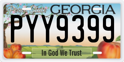 GA license plate PYY9399