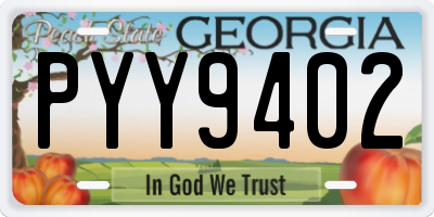 GA license plate PYY9402