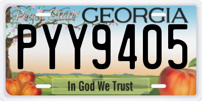 GA license plate PYY9405