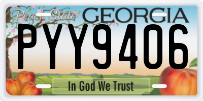 GA license plate PYY9406