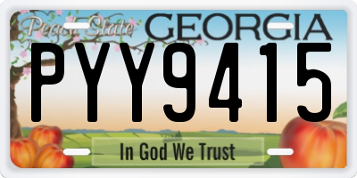 GA license plate PYY9415