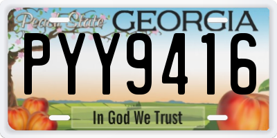 GA license plate PYY9416