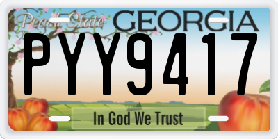 GA license plate PYY9417