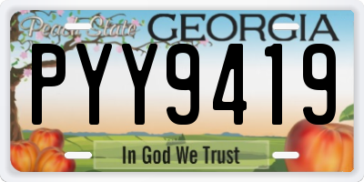 GA license plate PYY9419