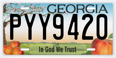 GA license plate PYY9420