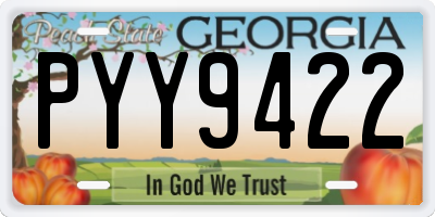 GA license plate PYY9422