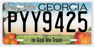 GA license plate PYY9425