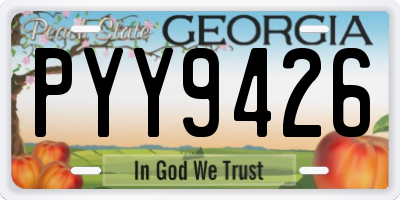 GA license plate PYY9426