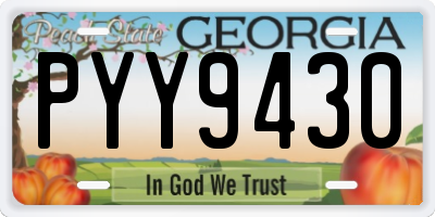 GA license plate PYY9430
