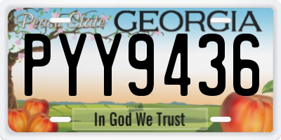 GA license plate PYY9436