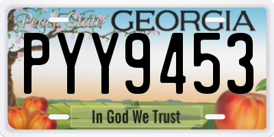 GA license plate PYY9453