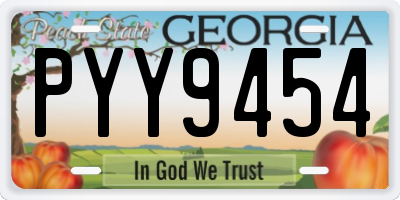 GA license plate PYY9454