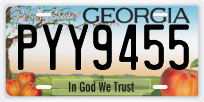GA license plate PYY9455