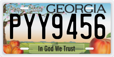 GA license plate PYY9456
