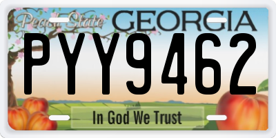 GA license plate PYY9462
