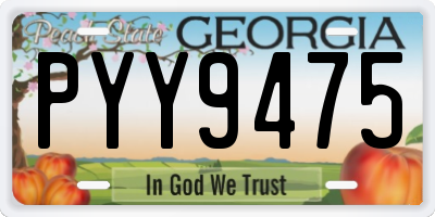 GA license plate PYY9475