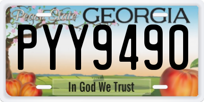 GA license plate PYY9490