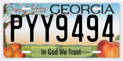 GA license plate PYY9494