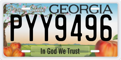 GA license plate PYY9496