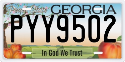 GA license plate PYY9502