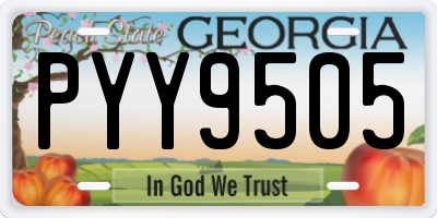 GA license plate PYY9505