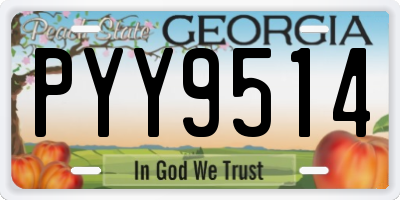 GA license plate PYY9514