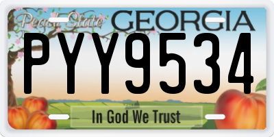 GA license plate PYY9534