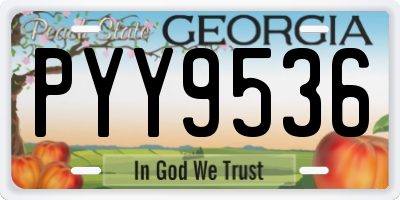 GA license plate PYY9536