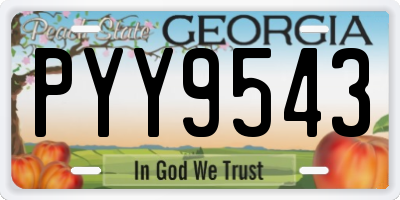 GA license plate PYY9543