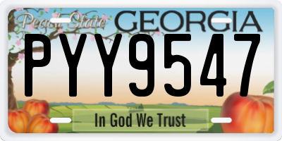 GA license plate PYY9547