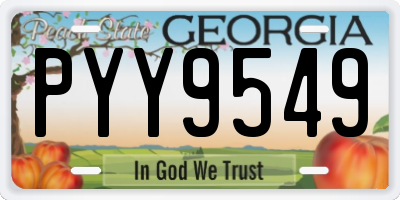 GA license plate PYY9549