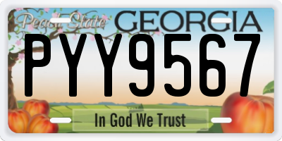 GA license plate PYY9567