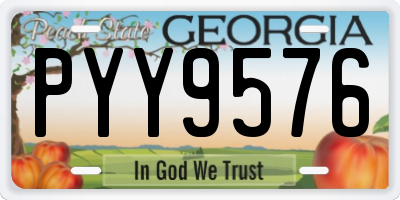 GA license plate PYY9576