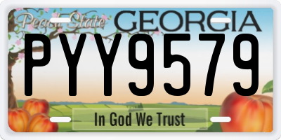 GA license plate PYY9579