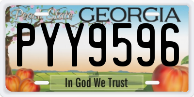 GA license plate PYY9596