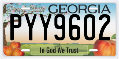 GA license plate PYY9602