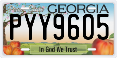 GA license plate PYY9605