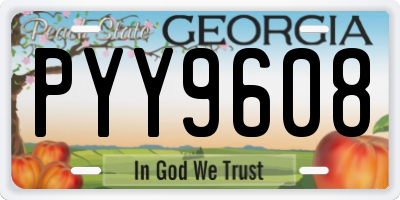 GA license plate PYY9608