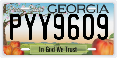 GA license plate PYY9609