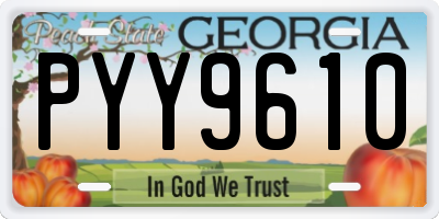 GA license plate PYY9610
