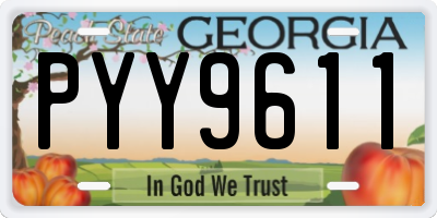 GA license plate PYY9611