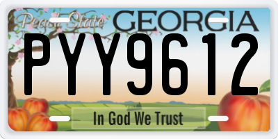 GA license plate PYY9612