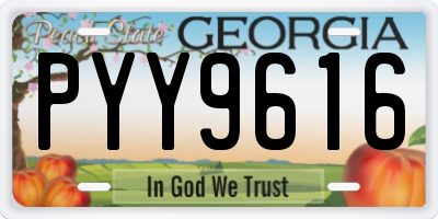 GA license plate PYY9616