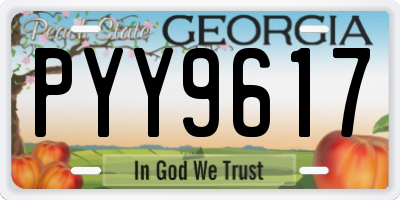 GA license plate PYY9617