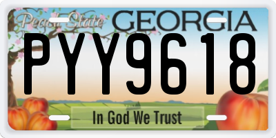 GA license plate PYY9618