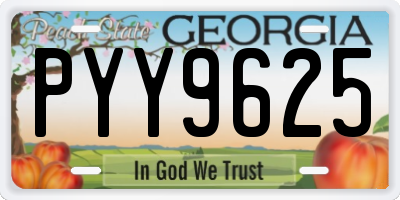 GA license plate PYY9625