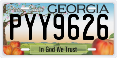 GA license plate PYY9626