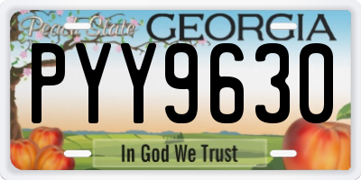 GA license plate PYY9630