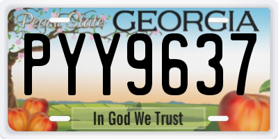GA license plate PYY9637
