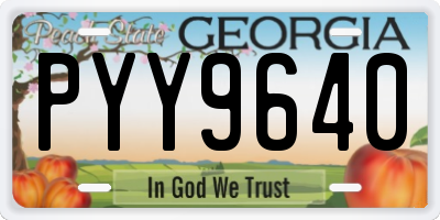 GA license plate PYY9640